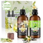 COPOWER Vanilla Essential Oil, Lemongrass Essential Oil – 2x100ml Essential Oils for Diffusers for Home, 100% Pure Natural Undiluted Fragrance Oil Gift Set for Aromatherapy, Humidifier, DIY, Home