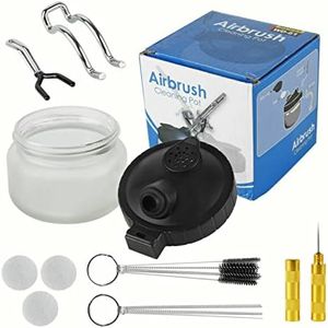VEDA Kit d'accessoires pour aérographe - Pot de nettoyage - Brosses - Aiguilles - Pistolet de nettoyage