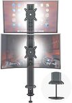 HEMUDU Dual Monitor Articulating Desk Mount Arm Stand - Vertical Stack Screen Supports Two 13 to 34 Inch Computer Monitors with C Clamp