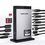 WAVLINK USB C Laptop Docking Station with 3 HDMI, DisplayLink Triple Monitor 4K60Hz, 15 in 1 Triple Display for M1 M2 M3 Mac and Windows, 5 USB Ports, 2DP, Audio/Mic, SD/TF, (No Laptop Charging)