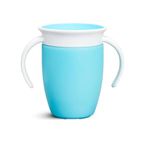 ZIKKU Transition Sippy Cups with Handles, 360 Degree Spill Proof Design, Leak Proof Miracle Cups for Toddlers (Blue)