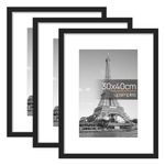 upsimples 30x40 Black Picture Frame, 3 Pack 30x40cm Frame, black frame 30x40cm, Wall Hanging Photo Frame