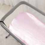 Cozysilk 100% Mulberry Silk Cradle Sheets Fitted 18x36x4 - Great for Baby Hair, Fits Most Bedside Sleeper Bassinets Pad Mattress - Soft Silky for Boys and Girls Gift for Newborn and Infant, Light Pink