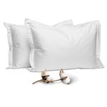 Pizuna 100% Cotton King Pillow Cases 2 Pack White 50x90cm, 400 Thread Count Long Staple Combed Cotton Pillowcases, Luxurious Soft Sateen King Size Pillow Cases (Cotton Pillowcase Pack of 2)