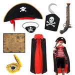 saerryor 7 Pieces Pirate Costume Accessories,Pirate Fancy Dress Costume Accessory Set,Halloween Caribbean Pirate Fancy Dress Up Costume Party Cosplay Toy Prop Accessory for Boys Girls