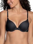 Vanity Fair Women's Ego Boost Add Push Up Bra (+1 Cup Size), Opaque, Underwire-Black Jacquard, 36A