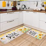 WERNNSAI Sunflower Kitchen Rugs - 2 Piece Kitchen Mats Set Non-Slip Kitchen Backing Area Rugs Sweet Home Doormat Washable Waterproof Standing Mat for Indoor Outdoor Entry Floor (Sunflower A)