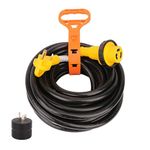 PEAKTOW PTR0116 RV Power Extension Cord 30 Amp 50 Feet 125V 10 Gauge L5-30R to TT-30P 3750 Watts with LED Indicator, Grip Handle, Adapter 15 Amp to 30 Amp, and Cord Organizer. ETL/cETL Listed