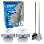Mop & Broom Holder for Easy Storage of Mops, Broom, Dustpans and Tools - Broom Holder Wall Mounted Gripper - Perfect to Use on Cupboards, Bathroom, Sheds and Garage