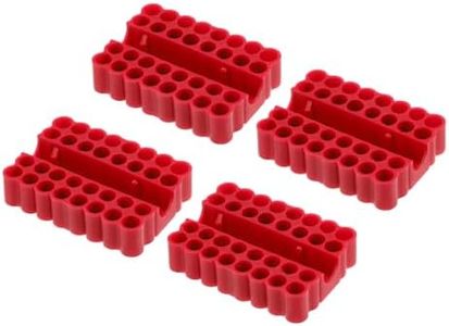 HARFINGTON 4pcs Plastic Hex Shank Screwdriver Bit Holder Organizer 32 Holes 1/4 Inch Plastic Drill Bits Storage Case for Any 1/4" Hex Shank Metal Driver Bits Use, Red