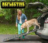 Pet Gear Tri-Fold Ramp 71 Inch Long Extra Wide Portable Pet Ramp for Dogs/Cats up to 200lbs, Patented Compact/Easy Fold with Safety Tether, Black/Yellow (Reflective) Extra Wide (AM9300RF)