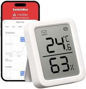 SwitchBot Thermometer Hygrometer, Bluetooth Indoor Humidity Meter and Temperature Sensor with App Control, Large LCD Display, Notification Alerts, Data Storage Export, Remote Monitor for Home