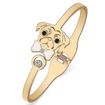 NEWEI Cute Pug Gifts for Pug Lovers Stainless Steel Pug Bracelet Bangle 18k Gold Plated Pet Dog Jewelry Charms Gifts for Women Dog Mom (18K Gold Plated), Medium, Stainless Steel, created zircon