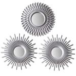 BONNYCO Wall Mirrors Pack of 3 Silver Mirrors for Living Room, Home Decor & Bedroom | Round Mirrors for Hanging and Wall Decor | Small Mirrors, Shabby Chic Home Accessories | Gifts for Women, Mums