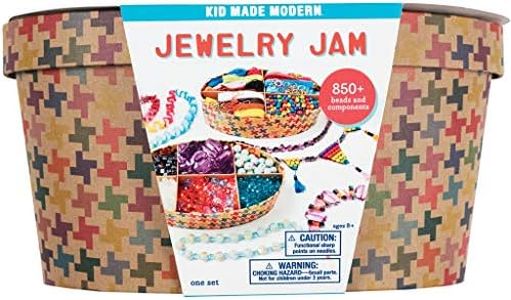 Kid Made Modern - Jewelry Jam Craft Kit - 850+ Piece Collection - DIY Kids Crafts - Bulk Craft Set - Create Your Own Jewelry - Includes Beads, Art Supplies + Storage Box - Ages 6+