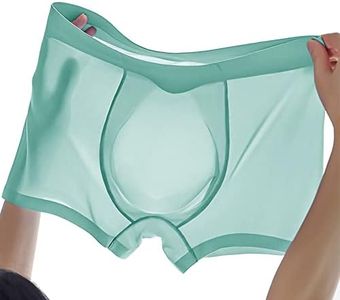 PAILILONG Men Quick Dry Underwear Ice Silk Sexy Boxers Ultra-Thin Breathable Briefs (AU, Alpha, Large, Regular, Regular, Green)