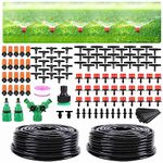 DUCHIFAD Garden Drip Irrigation Kit,98FT Greenhouse Micro Automatic Drip Irrigation System Kit with 1/4 inch Blank Distribution Tubing Hose Adjustable Patio Misting Nozzle Emitters Sprinkler