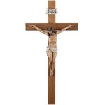 Vineyard Carvings Crucifix Wall Cross - 14 Inch Olive Wood Wall Crucifix, Hand Painted Resin Jesus on Wooden Crucifix Catholic Home Decor Housewarming Religious Gifts