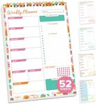 Decorably Weekly Planner Pad Portrait - Weekly Planner Notepad, 52 Easy Tear-Off Sheets Weekly To Do List Notepad Spiral, 6.5x10in Spring-Bound Weekly Todo List Notepad, Weekly Planner Pad