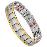 Jeracol Magnetic Bracelet Men,Titanium Steel Magnet Bracelets For Men With Effective 4 Elements,Adjustable Brazaletes Come With Jewelry Gift Box