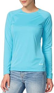 BALEAF Women's Long Sleeve Hiking Shirts UPF 50+ UV Protection SPF Fishing Tops Lightweight Quick Dry Rash Guard Swimwear Outdoor Clothes Blue Size XS