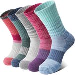 Anlisim Merino Wool Socks for Women Hiking Thermal Warm Winter Boot Work Crew Cushion Ladies Socks 5 Pairs Gift Stocking Stuffers(Mixed Stripe,(5 Pairs),M)