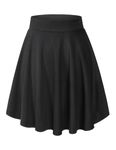 HomRain Women Basic Midi Skirt A-Line Skater Skirt Stretchy Flowy Skirt High Waist Skirt Black-Midi XL