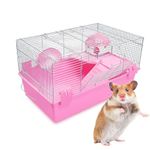 Jainsons Pet Products 2ft Large Hamster Cage for Hamsters Mouse Gerbil | Metal Wire Pet Habitat with Exercise Wheel Ramp Food Bowl | Easy Clean Base Indoor Small Pet Home Color May Vary