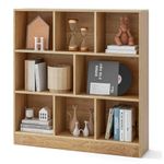 COSTWAY Wooden Cube Bookcase, 3 Tier Open Storage Shelving Unit with 7/8/10 Compartments, Freestanding Display Bookshelf for Living Room, Kids Playroom and Study (Natural, 100 x 24 x 104cm)