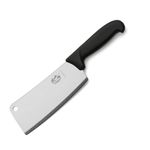 Victorinox Fibrox Handle Kitchen Cleaver, Stainless Steel Straight Edge for Cutting Fish, Meat, & Vegetables, Black, 19 cm, Swiss Made