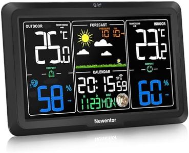 Newentor Weather Station Wireless Indoor Outdoor, Indoor Outdoor Thermometer Wireless, 7.5in Large Atomic Weather Clock, Weather Forecast and Barometric Pressure with Moon Phase
