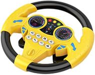 harayaa Electric Learning Wheel Kids Driving Simulator Toy Vocal Toys Interactive Musical Simulation Steering Wheel for Games Interaction Indoor, Yellow