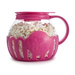 Ecolution Patented Micro-Pop Microwave Popcorn Popper with Temperature Safe Glass, 3-in-1 Lid Measures Kernels and Melts Butter, Made Without BPA, Dishwasher Safe, 3-Quart, Pink