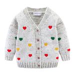 Mud Kingdom Toddler Girls Cardigan Sweater V-Neck Cute Colorful Love Cream 4T