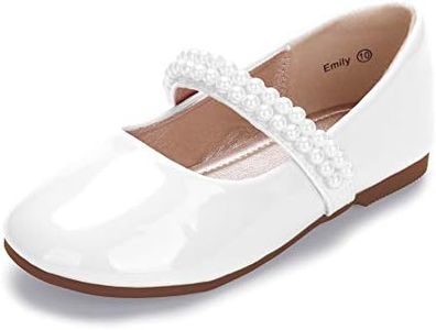 Hehainom Toddler/Little Kid Girl's Mary Jane Dress Shoes Ballerina Flats White Size: 11 Little Kid