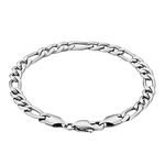 Figaro Link Chain Bracelets for Women & Men,KRKC 5mm White Gold Plated Bracelet Silver Bracelets Stainless Steel Bracelet for Women Girls Jewelry,6/7/8 Inch,Anti-Tarnish