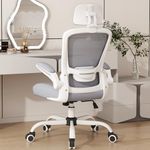 Mimoglad Office Chair, Comfy Desk Chair - High Back Ergonomic Computer Chair with Adjustable Lumbar Support & Headrest, Flip-up Armrests for Guitar Playing (Moon Grey)