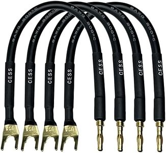 CESS-027L HiFi Speaker Cable Jumpers Wire 6-inch - Spade Plug to Banana Plug Speaker Jumper Cable - 4 Pack (Large Fork)