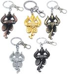 Aura Set Of 3 Trishul Damru Bhagwa Om Shiva Shankar Mahakaal Mahadev Keyring Keychain for Bike Car Home Office House Keys Multicolor Keychain | Zinc