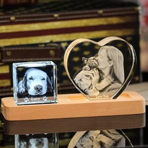 zeiniyio Personalized Dog Memorial Gifts for Loss of Dog, Pet Loss Gifts,Custom 3D Crystal Photo,3D Engraved Crystal Keepsake Gift,Dogs or Cats Horse Birds Personalized Photo Frame