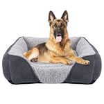 JOEJOY Extra Large Dog Sofa Bed, Waterproof Lamb Fleece PP Cotton XL Dog Bed With Nonskid Bottom, Washable Grey Dog Bed For Large Labrador, German Shepherd, 89x64x23cm