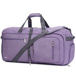 WANDF Travel Duffel Bag 85L with Shoes Compartment Foldable Overnight Weekender Bag Carry On Bag for Men Women (Purple)