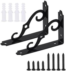 Glarks 2 Pack 5 Inch Black Decorative Shelf Brackets, Iron Wall Mounted Floating Shelf Bracket, L Shape Heavy Duty Metal Corner Brace Shelf Supporter Triangle Shelf Brackets for DIY Shelving