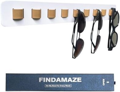 FINDAMAZE Sunglasses Organizer Wood Sunglasses Storage Wall Mounted Eyeglasses Holder Eyewear Display,Home Decor, (White-Long)