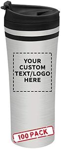 Personalized 15 oz. Mia Insulated Stainless Steel Travel Mugs - 100 pack Custom Text, Logo - Black