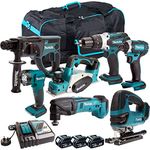 Makita 18V Li-ion 7 Piece Cordless Power Tool Kit with 3 x 5.0Ah Batteries T4TKIT-628- Tool Set - Monster Power Tool Kit - Combo Kit - 18V Cordless Power Tool Kits -Combo Kits - Makita kit