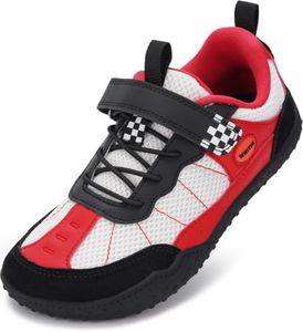 WHITIN Little Kids Retro Barefoot Shoes 10.5 Wide Boys Sneakers Red Black