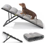 Veehoo Dog Ramp for Small to Large Dog, Foldable Pet Ramp for High Bed Couch, 5 Adjustable Height from 43cm to 59cm, Doggy Steps Cat Stairs with Non-Slip Pad and Metal Frame, Up to 130lbs
