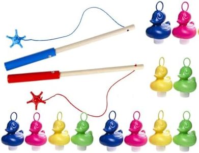 Pato de pesca con 12 patos de colores + 2 pescadores de madera.