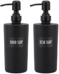 Segbeauty Glass Soap Dispenser with Pump, 2 Pcs 450ml Glass Hand Soap Dispenser, Refillable Shampoo Pump Bottle with Labels, Black Liquid Lotion Bottles, Bathroom Accessories